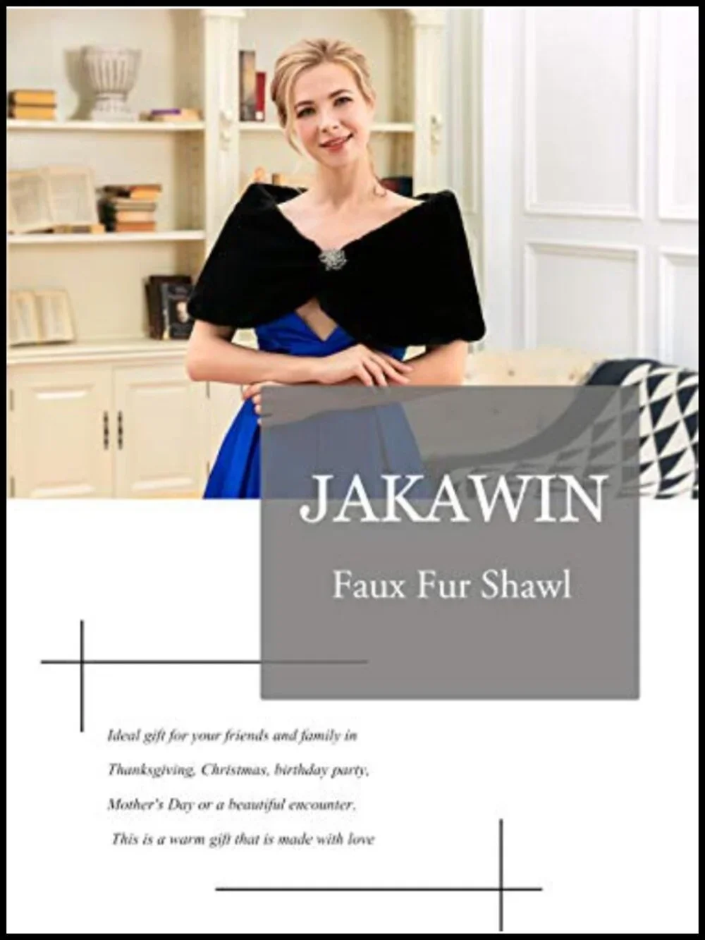 Faux Fur Wrap Shawl with Clasp for Wedding Bridal Party